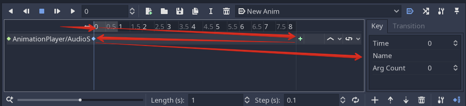 Add a keyframe to the call func track